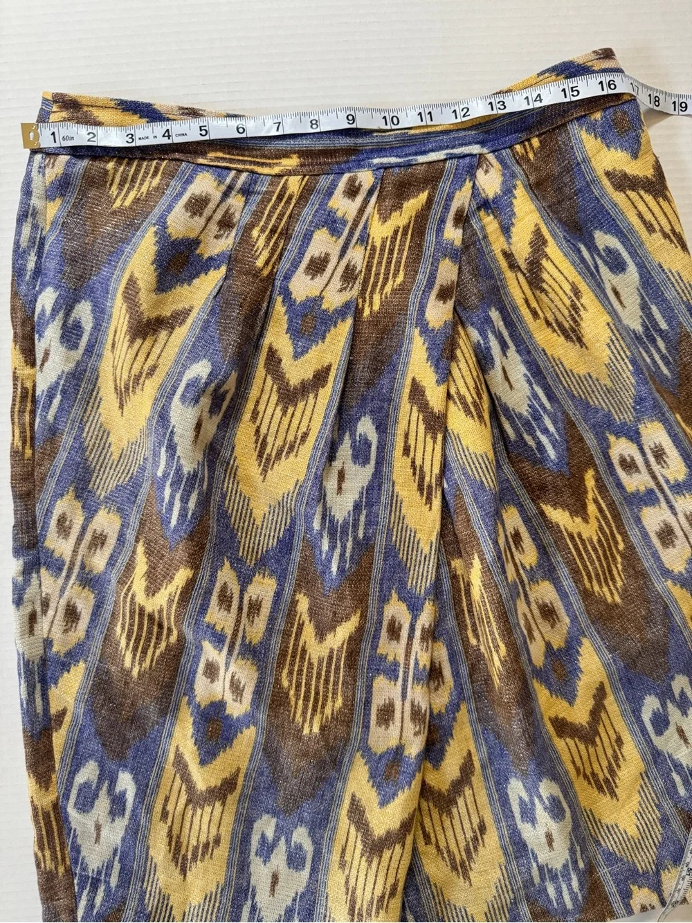 Tory Burch multicolor tribal Ikat Pleated A-Line Midi Tulip Skirt sz 12